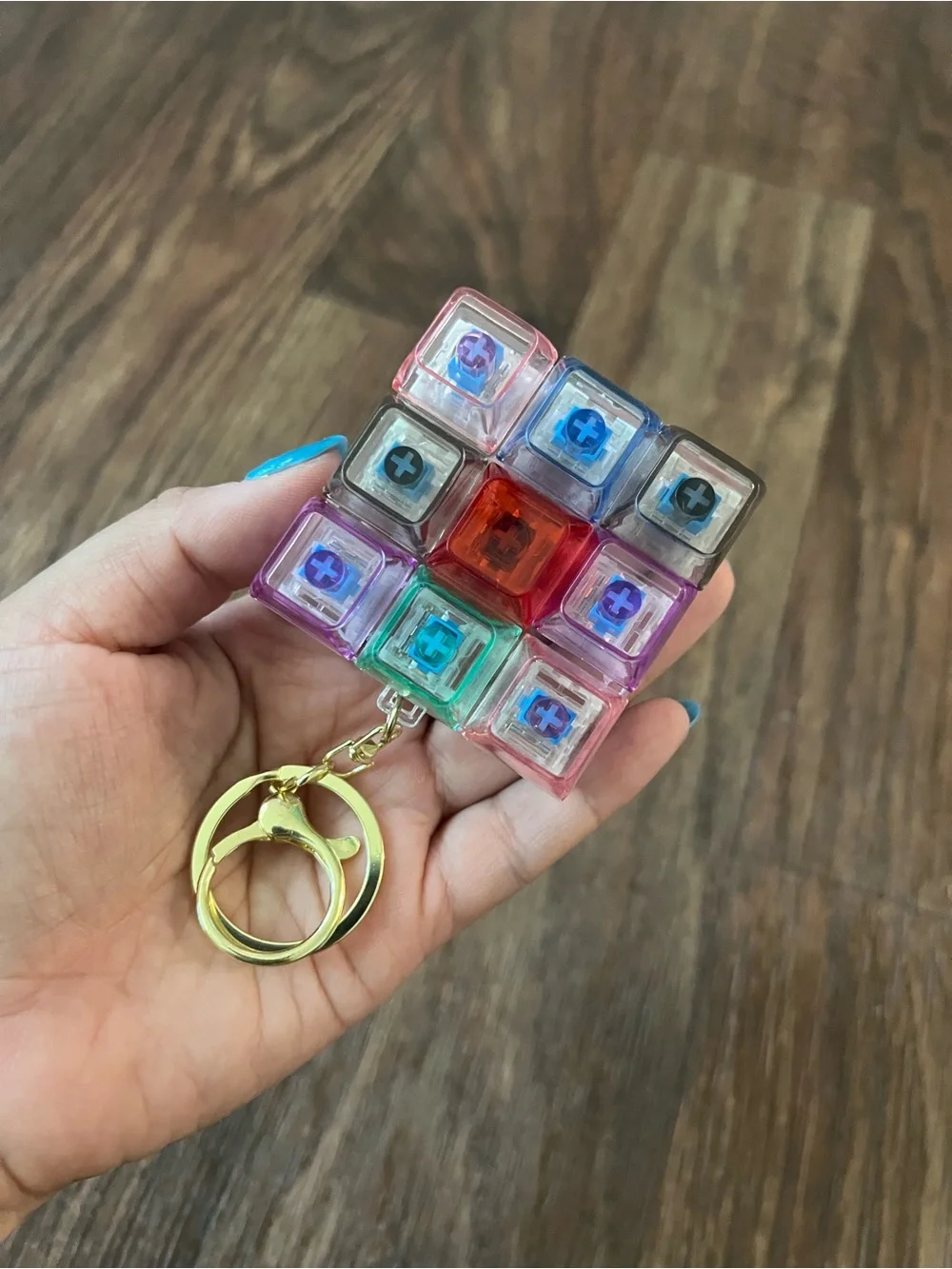 🌈 Clear Colorful Keyboard Key Fidget Cube Keychain | Sensory Toy ⌨️✨